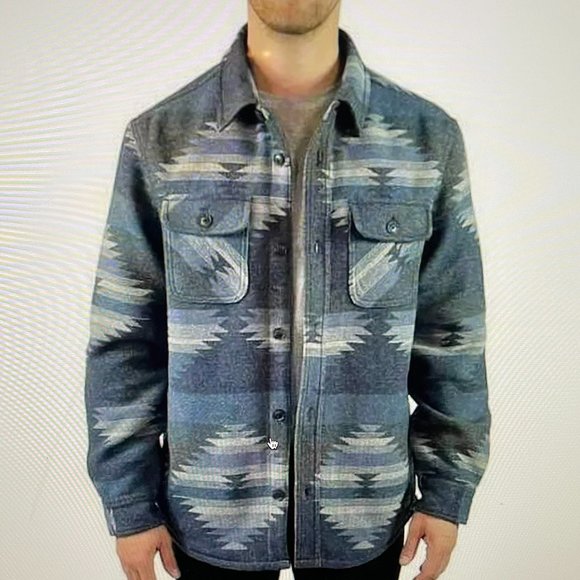 Jachs Men’s Fleece Blue Gray Lined Shirt Jacket Size M - Picture 1 of 16